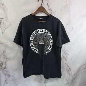 Crooks & Castles T Shirt Mens Large Black Short Sleeve Crew Neck Medusa Face